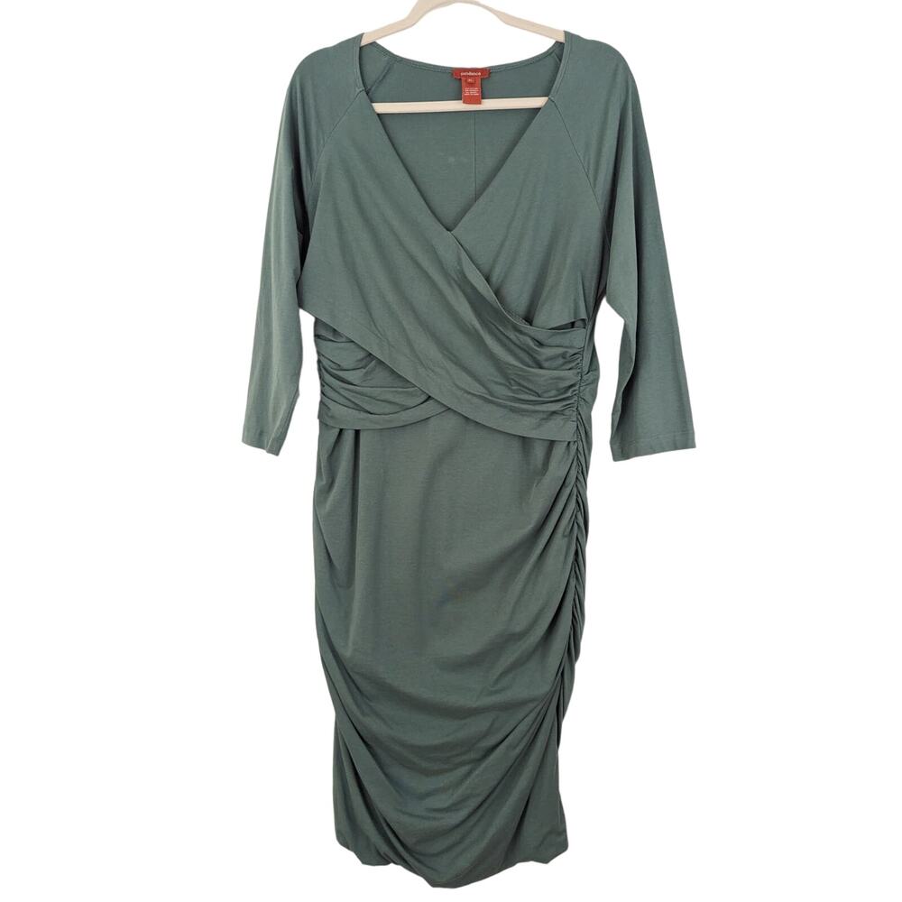 Sundance Eternal Compliments Seafoam Green Dress Stretch Cotton Ruched Wrap XL